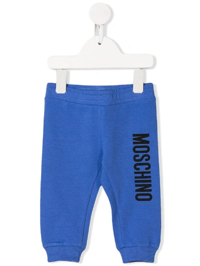 Moschino Babies' Logo Print Track Trousers In Blue