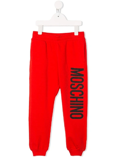 Moschino Kids' Logo Print Track Trousers In Red