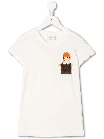Fendi Kids' Printed Detail T-shirt In White