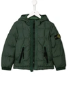 Stone Island Junior Kids' Padded Logo Jacket In Green