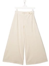 Twinset Kids' Wide Leg Trousers In Neutrals