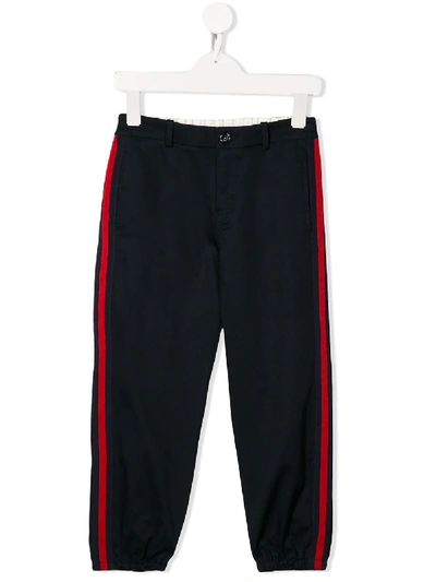 Gucci Kids' Logo运动裤 In Blue