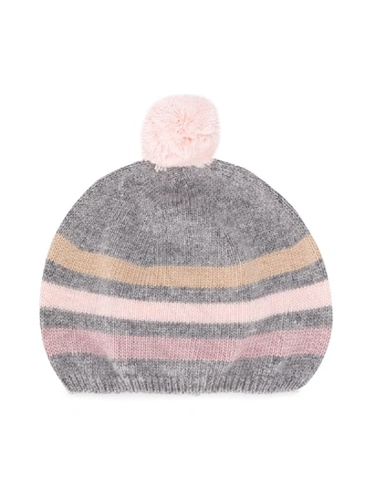 Knot Babies' Striped Beanie In Grey