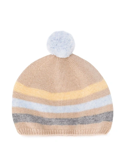 Knot Babies' Striped Beanie In Brown