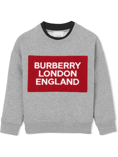 Burberry Kids' Mini Fabbio Logo Patch Sweatshirt In Grey