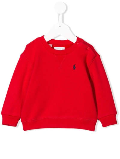 Ralph Lauren Babies' Logo Embroidered Sweatshirt In Red