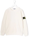Stone Island Junior Kids' Logo Patch Sweatshirt In White