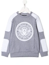 BALMAIN LOGO-PRINT PANELLED SWEATSHIRT