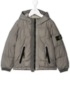 Stone Island Junior Kids' Hooded Zip Up Coat In Grey