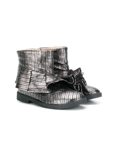 Florens Kids' Metallic Ankle Boots In Silver