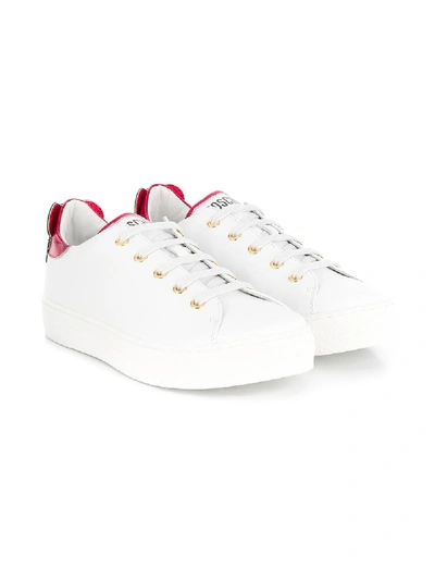 Moschino Kids' Low Top Teddy Sneakers In White