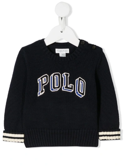 Ralph Lauren Babies' Logo Embroidered Sweater In Blue