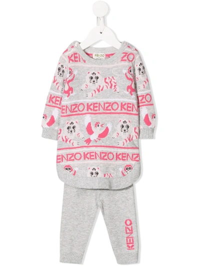 Kenzo Babies' Two-piece Tracksuit Set In Grey
