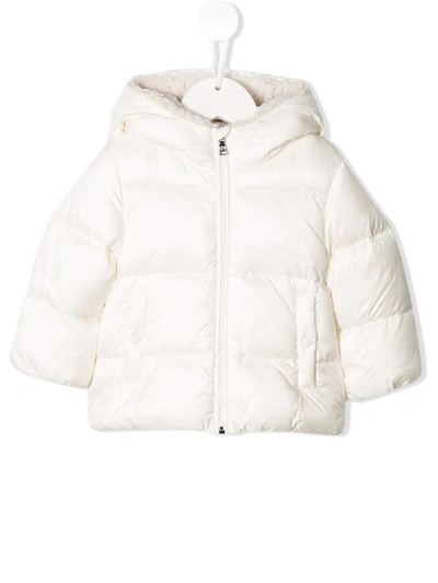 Moncler Babies' Padded Hooded Jacket In White