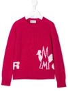 Moncler Kids' Jacquard Logo Knitted Sweater In Pink