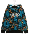 Kenzo Kids' Printed Logo Hoodie In Black