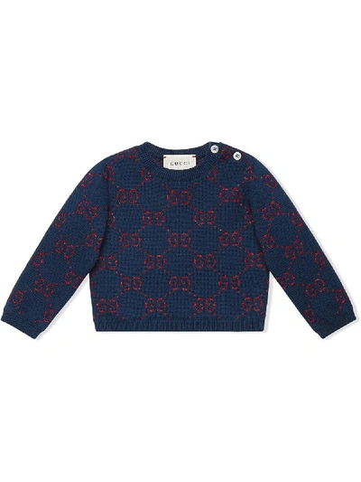 Gucci Baby Gg Cotton-blend Jumper In Blue