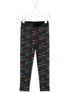 Stella Mccartney Girl's Scribble Logo Print Leggings In Black