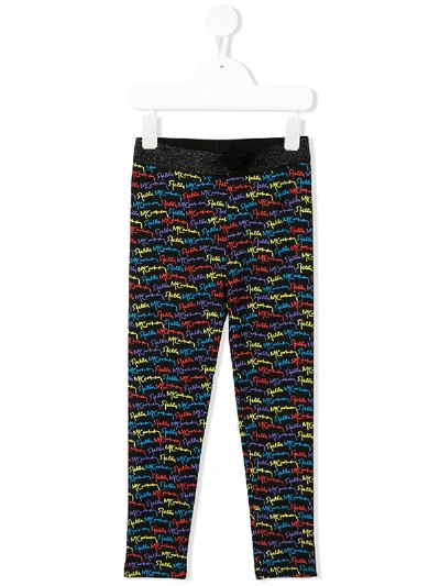 Stella Mccartney Kids' Girl's Scribble Logo Print Leggings In Black