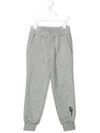Neil Barrett Kids' Lightening Embroidered Track Pants In Grey