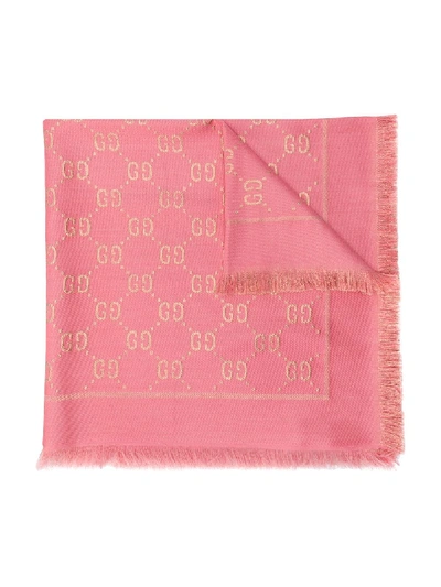 Gucci Kids' Schal Mit Gg-muster In Pink