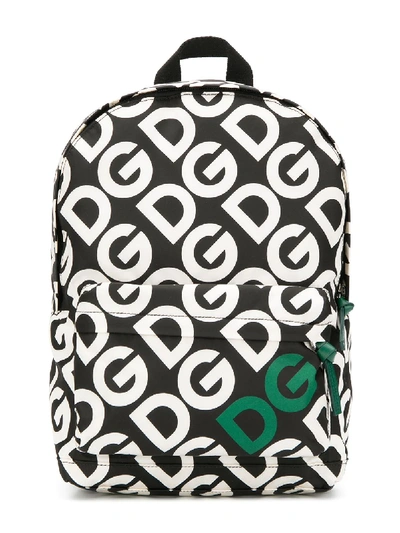 Dolce & Gabbana Kids' All-over Logo Backpack In Black
