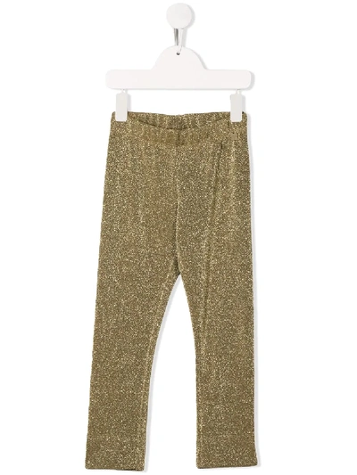 Simonetta Kids' Glitter Detail Trousers In Gold