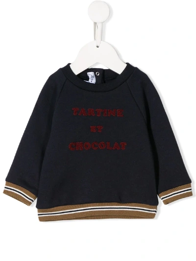 Tartine Et Chocolat Babies' Embroidered Logo Jumper In Blue