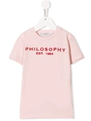 Philosophy Di Lorenzo Serafini Kids' Printed Logo T-shirt In Pink