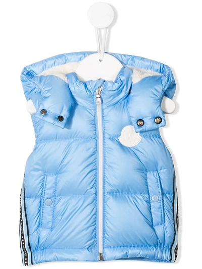 Moncler Babies' Padded Stripe Detail Gilet In Blue
