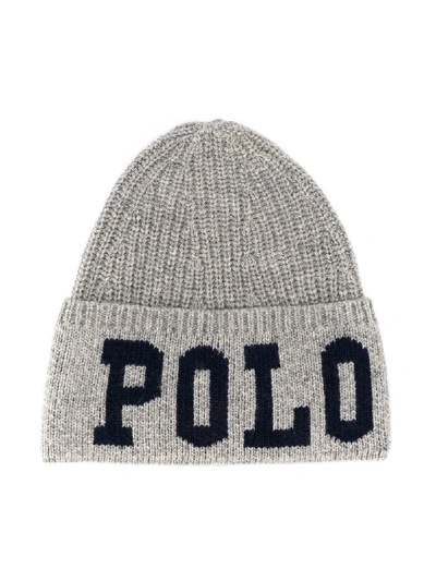 Polo Ralph Lauren Kids' Logo Knitted Hat In Grey