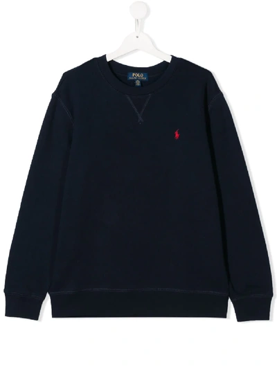 Ralph Lauren Kids' Embroidered Polo Pony Sweatshirt In Navy