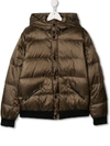 Emporio Armani Kids' Hooded Padded Jacket In Brown