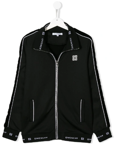 Givenchy Kids' Logo Zip-up Sweatshirt In Black