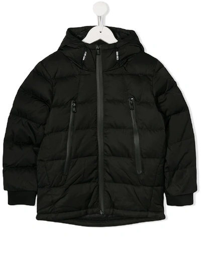 Hugo Boss Kids' Padded Side Zip Puffer Jacket In Black