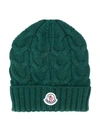 Moncler Kids' Logo Knitted Hat In Green