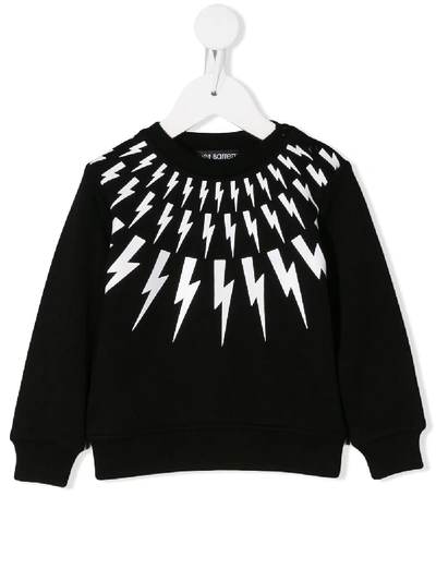 Neil Barrett Babies' Lightning Bolt Print Sweatshirt In Black