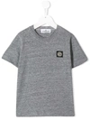 Stone Island Junior Kids' Logo Patch T-shirt In Grey