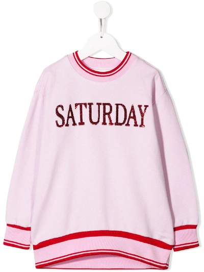 Alberta Ferretti Teen Sequinned Saturday Sweatshirt In Pink