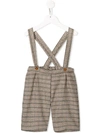 Siola Kids' Check Print Overall Shorts In Neutrals