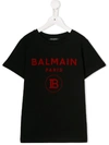 Balmain Kids' Logo Print T-shirt In Black