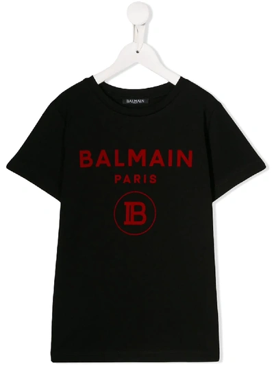 Balmain Kids' Logo Print T-shirt In Black
