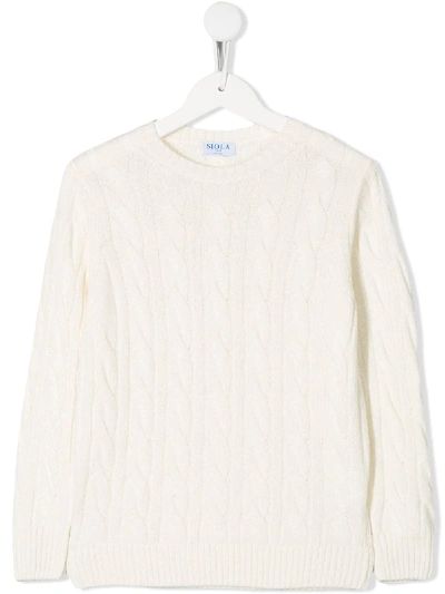 Siola Kids' Cable Knit Jumper In White