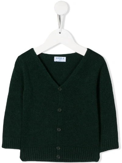 Siola Babies' V-neck Cardigan In Green