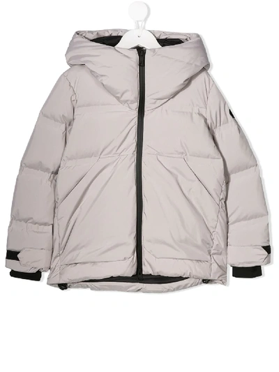 Ai Riders On The Storm Kids' Hooded Puffer Coat In Grey