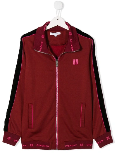 Givenchy Teen Logo印花飞行员夹克 In Red