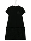 Moncler Teen Logo Patch Dress In Black