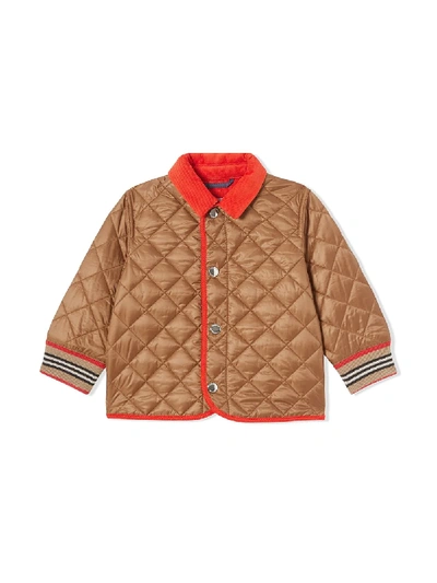 Burberry Babies' Diamond Quilted Jacket In Neutrals