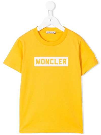Moncler Kids' Logo Print T-shirt In Yellow