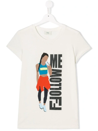 Fendi Kids' Printed T-shirt In White